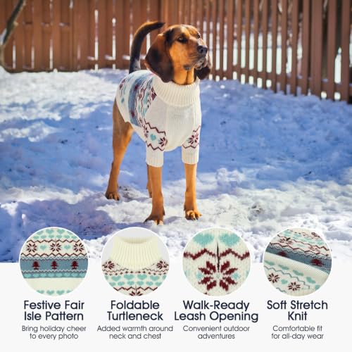 Small Dog Christmas Sweater (Nordic Hearts-Ivory / Medium)