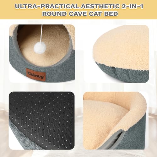 2-in-1 Foldable Cat Bed for Indoor Cats, Cat Cave & Sofa Bed (Grey / M-17.7" x 17.7" x 13.8"H)