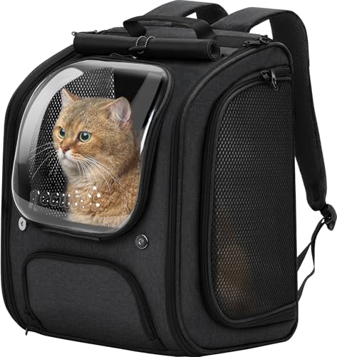Cat Backpack Carrier (Black / 12.6"L x 10.2"W x 16.5"H)