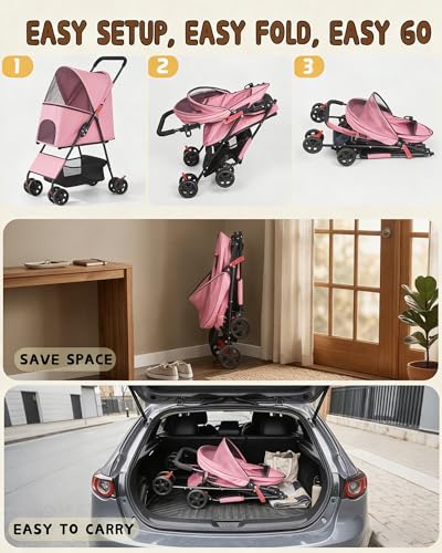 Pet Stroller for Small Dogs Cats (PINK)