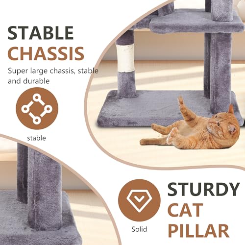 36" Cat Tree Tower (Light Gray)