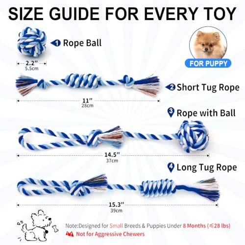 Dog Rope Toys for Small Dogs & Puppies (Blue / Small)