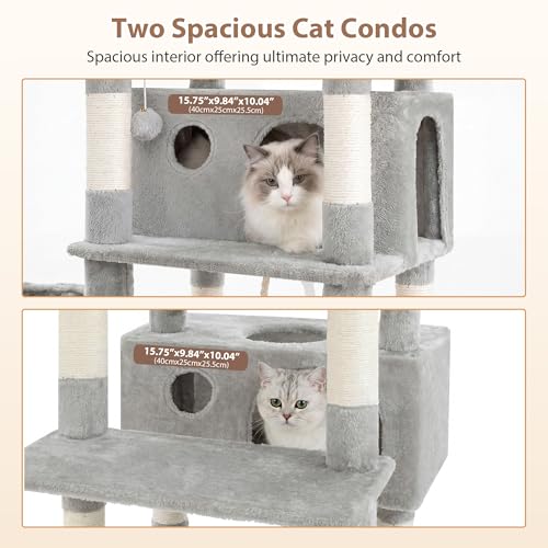 Cat Tree 74" Tower for Large Cats (74 inch / Light gray)
