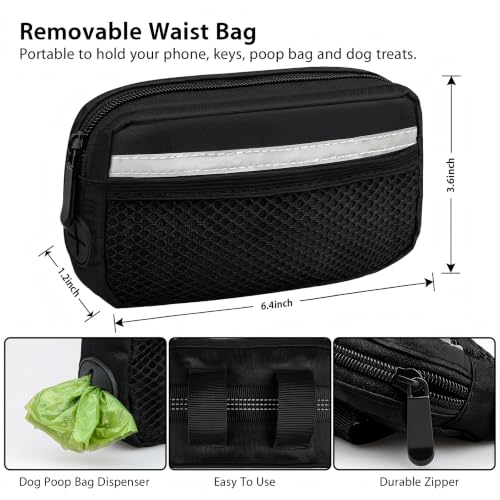 Hands Free Dog Running Leash with Zipper Pouch (Large)