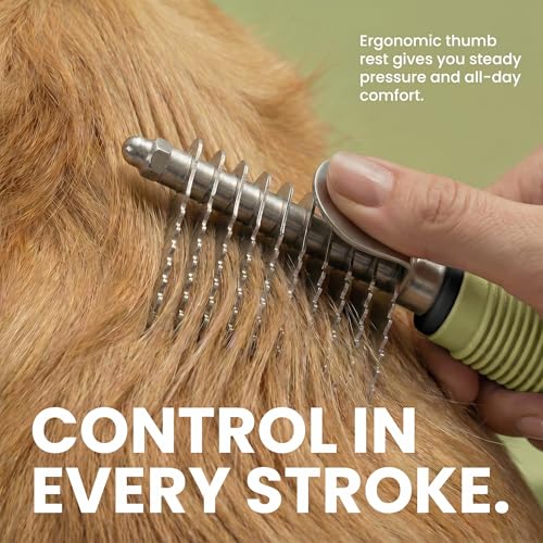 Poodle Dematting Fur Rake Comb Brush for Dogs and Cats (Green / Dematting Comb)