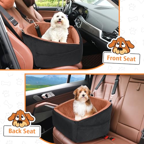 Dog Car Seat for Small Medium Dogs (Black/red brown)