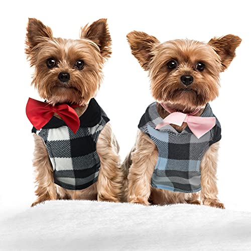 4 Pcs Dog Clothes Fleece Vest with Leash Ring Plaid (XXXL(Neck:17.7-18.9” Chest:25.6-26.8”))