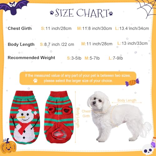 3 Pack Halloween Thanksgiving Christmas Dog Cat Sweaters Sets Dogs Fall Clothes Pumpkin Turkey Snowman Dog Cat Knit Sweaters Pets Costumes for Holiday Dogs Cats Pets (Small)