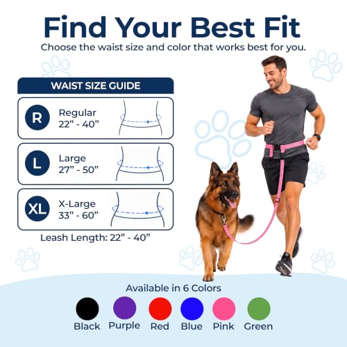 Hands Free Dog Leash (Regular Dog System (Large Belt (27"- 50" Waist)) / Pink)