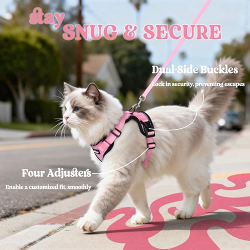 Cat Harness and Leash Set (M / Pink)
