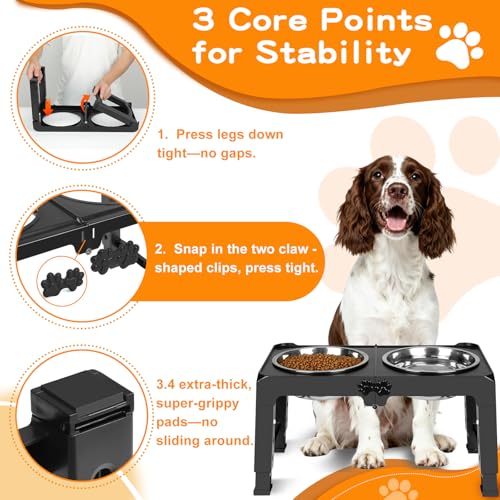 Elevated Dog Bowls (Black / 7.1" for Medium Dogs)