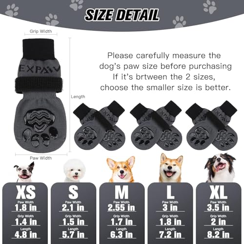 6PCS Anti Slip Dog Socks to Prevent Licking Paws (Small (6 Count) / Black and Grey)
