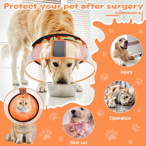 Inflatable Dog Cone Collar with Detachable Enhanced Anti (Hamburger / L（neck 14"-18"）)