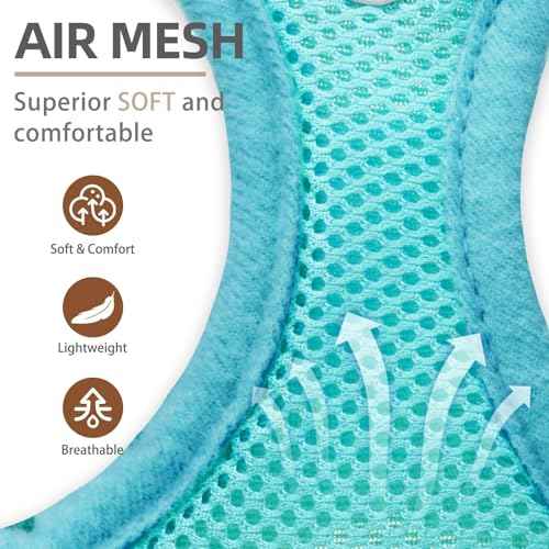 Dog Harness Collar and Leash Set No Pull for Small Medium Sized (Turquoise / M (CHEST 16"-18"))
