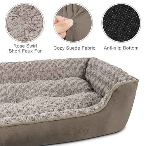 Rectangle Dog Bed for Large Medium Small Dogs (Dark Brown / S(20"x 19"x 6"))