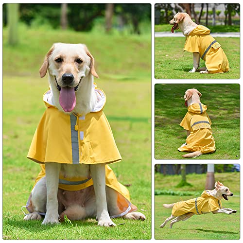 Dog Raincoat Waterproof Hooded (Yellow / 6XL-Fit for 99 to 110 pounds)