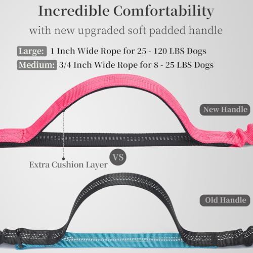 Hands Free Dog Leash with Zipper Pouch (Pink / Large)