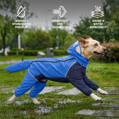 Full Body Dog Raincoat with Detachable Hood (Blue / Small)
