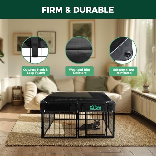 Homeplus Indoor Dog Playpen with Mesh Top Cover (White / 24"H)