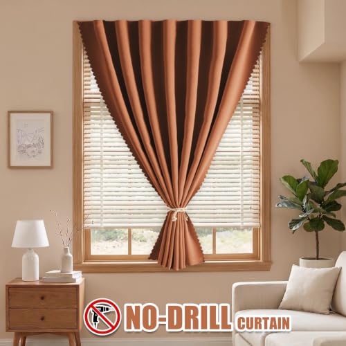 Self Adhesive Blackout Curtains (Orange / 47"W x 96"L (Pack of 1))