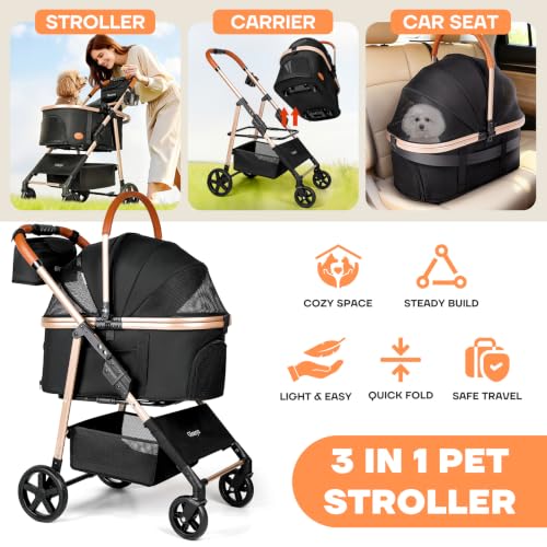 Dog Cat Stroller for Small (Black)