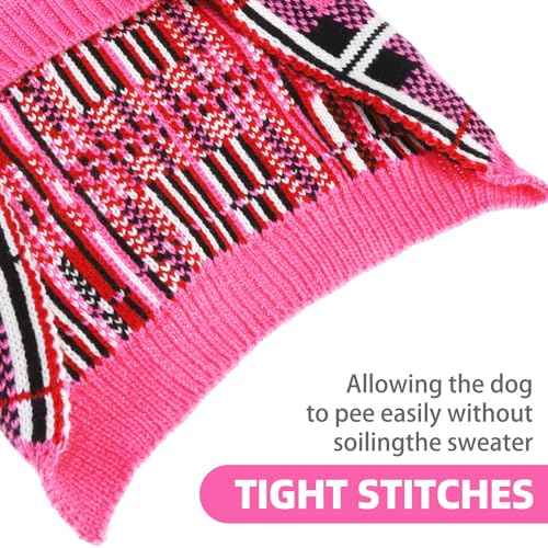 Dog Sweaters for Large Medium Small Dogs (L - Chest 28", Back 20" / Fuschia)