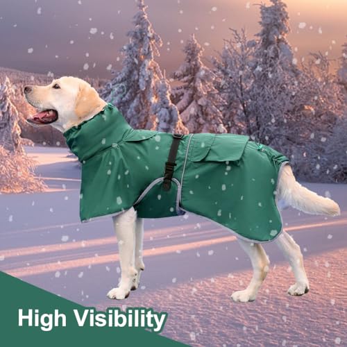 Dog Raincoat Waterproof Adjustable Rain Jacket Small Dogs Green (Green / XL-Fit for 15-21 pounds)