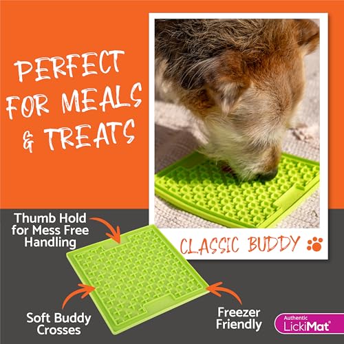 Classic Buddy Slow Feeder for Dogs Lick Mat Boredom Anxiety Reducer Perfect for Food Treats Yogurt Liquid Food Peanut Butter Fun Alternative to a Slow Feed Dog Bowl (Coffee)