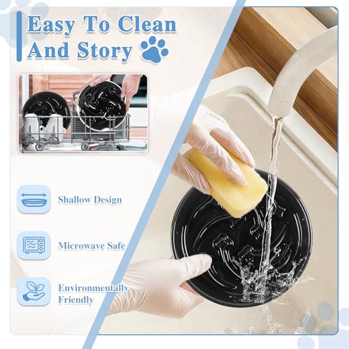 Ceramic Slow Feeder Dog Bowls (Black-L)