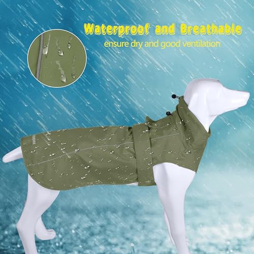 Adjustable Waterproof Dog Raincoat for Dogs (Army Green / XX-Large(55-77lb))