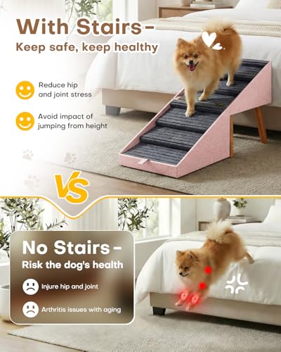 Dog Ramp for Bed & Couch (21.06" H- Pink)