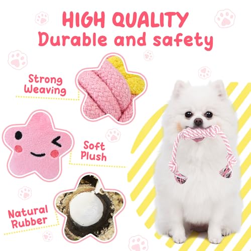 Pink Puppy Toys for Teething (Pink-Yellow)