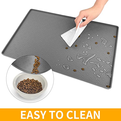 Pet Placemat for Dog and Cat (18"L x 12"W / Grey)