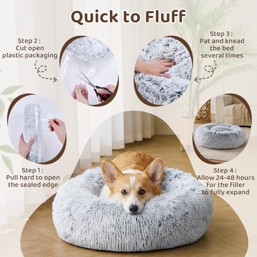 Dog Bed Calming Anti (27" / 01 - Light Grey)
