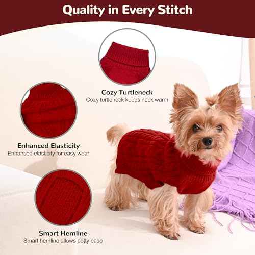 Dog Sweater 2 Pack for Small Dogs (Red & Green / X-Small)