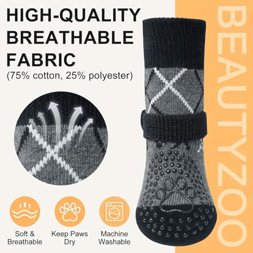 6PCS Dog Socks to Prevent Licking Paws for Hot (Grey / L(Pack of 6))