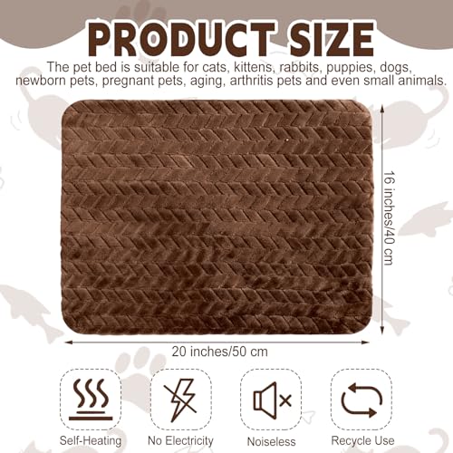 4 Pack Self Warming Cat Bed Mat Self Heating Pad for Dog Extra Warm Winter Pet Pad Washable Thermal Pads Mats for Pets Indoor Outdoor (Dark Coffee / 16 x 20 Inch)