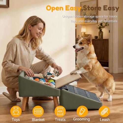15.7" H Dog Ramp for Couch (Olive Green)