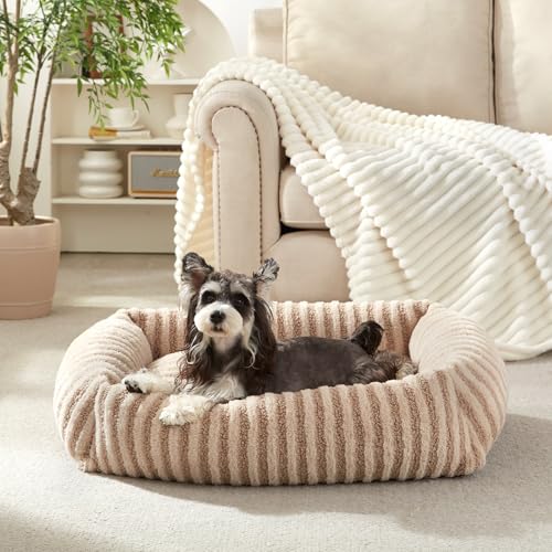 Dog Beds for Small Dogs Cats (Beige / S(20"Lx19"Wx6"Th))