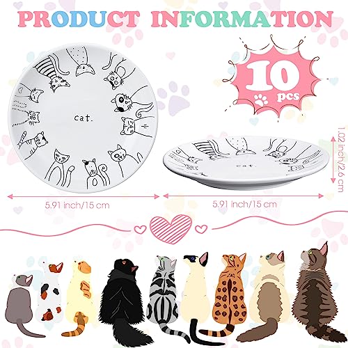 10 Pcs Ceramic Cat Bowl Whisker Fatigue 6 Inch Set