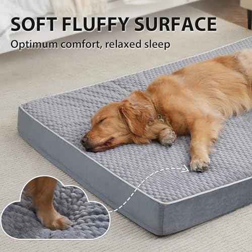 Waterproof Orthopedic Dog Bed for Crate Mat (Grey / 35"L x 22"W x 4"Th)