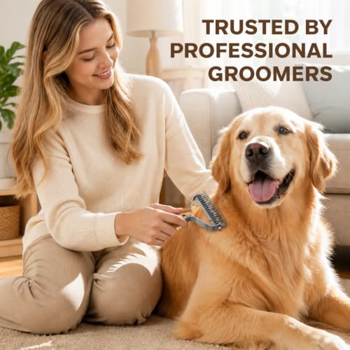 Undercoat Rake for Dogs (2 Sides Dematting Comb)