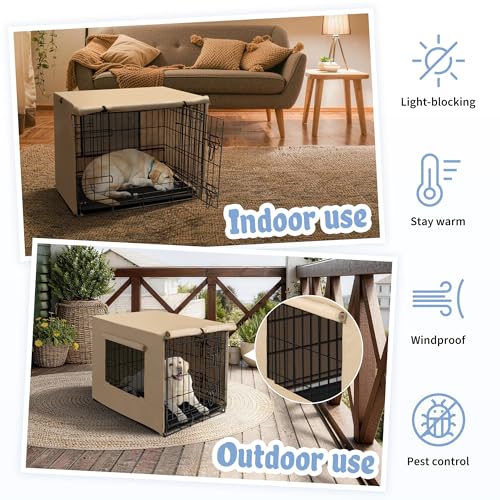 Dog Crate Cover (48.4"L x 30.3"W x 32.3"H / Beige)