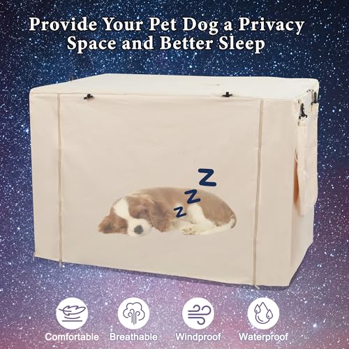 Dog Crate Cover (42.0"L x 28.0"W x 30.0"H / Beige)