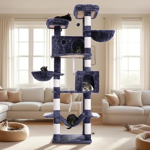 80.7'' Tall Cat Tree Tower for Indoor Cats 20 lbs+ (80.7'' / Smoky gray)
