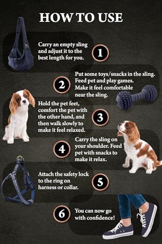 Dog Sling Carrier for Small Dogs 3 (Navy Blue / 15.0"L x 6.0"W x 5.5"H)