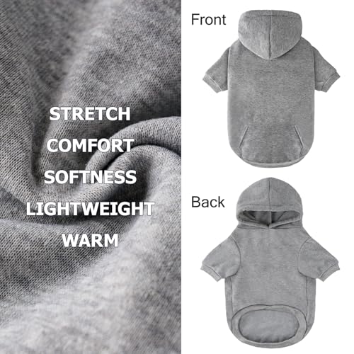 Dog Basic Hoodie Soft Dog Clothes Cold Weather Sweaters for Medium Large Dogs Cozy Fabric Warm Sweatshirt with Leash Hole for Boys (Grey / XL (Back: 24.8",Chest: 33.86", 35-55lbs))