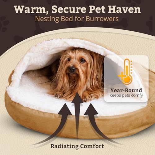 Cozy Cave Dog Bed (45.0"L x 45.0"W x 8.0"Th / Camel)