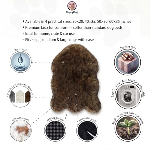 Faux Fur Orthopedic Dog Bed (Brown / Small)