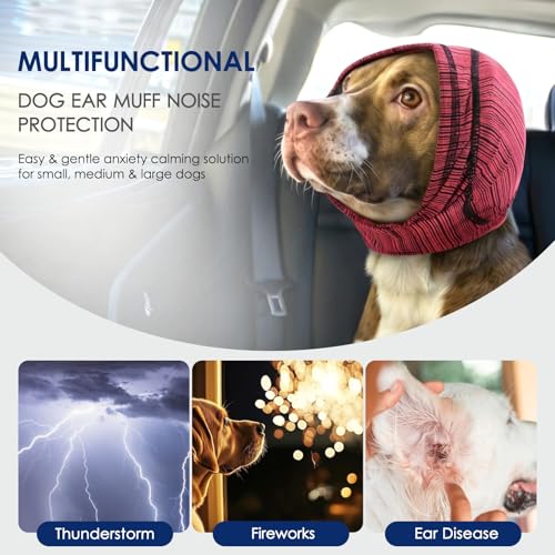 Padded Dog Calming Hoodie Ear Cover Quick (RoseRed / Medium)